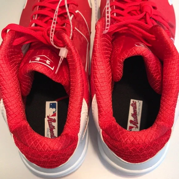 Under Armour UA Ignite Mid ST CC Metal Baseball Cleats Red White Men Sz 13 NIB